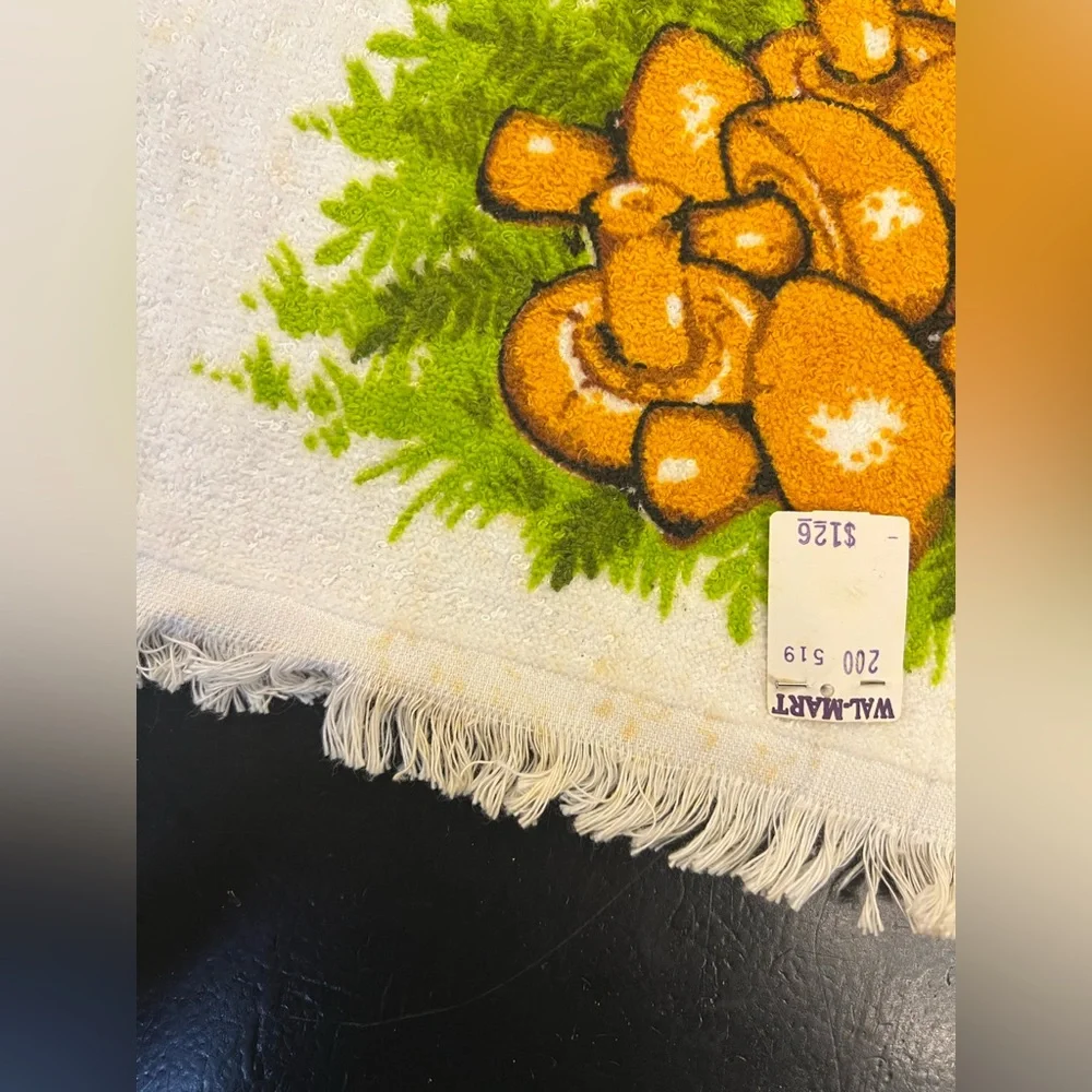 NOS Vintage 70s Mid Century Modern‎ Mushroom Plantation Farm Kitchen Towel As Is